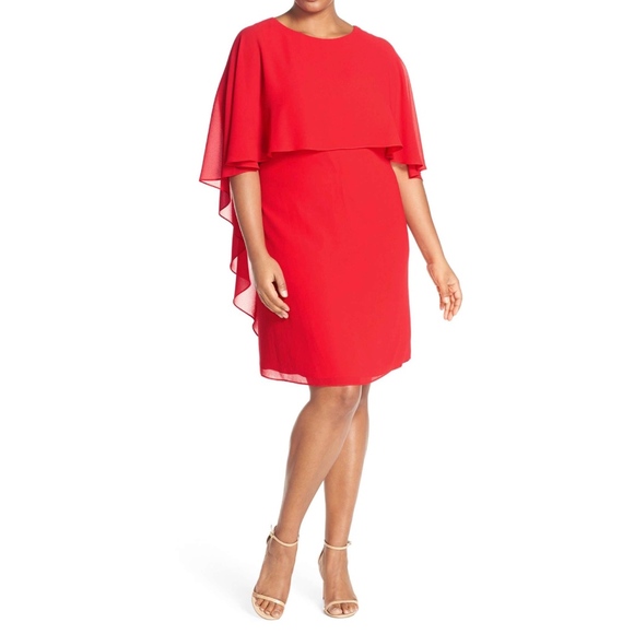 vince camuto cape overlay dress